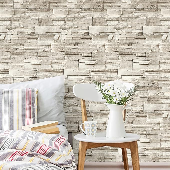 Jeweluck Stone Wallpaper Peel and Stick Brick Wallpaper 17.7”×393.7” Brick - Image 7