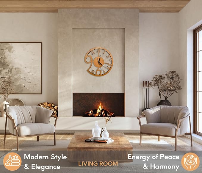 Rizalit Wood Wall Clock Artistic Modern Classic Style Unique Design 11.5 Inch - Image 3