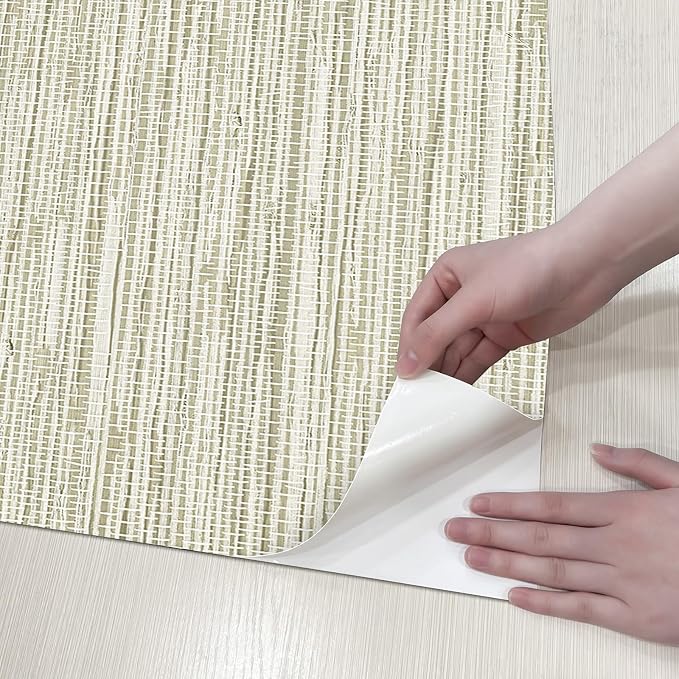 HueBurst Grasscloth Peel and Stick Wallpaper 17.3" x 197" Renter Friendly - Image 7
