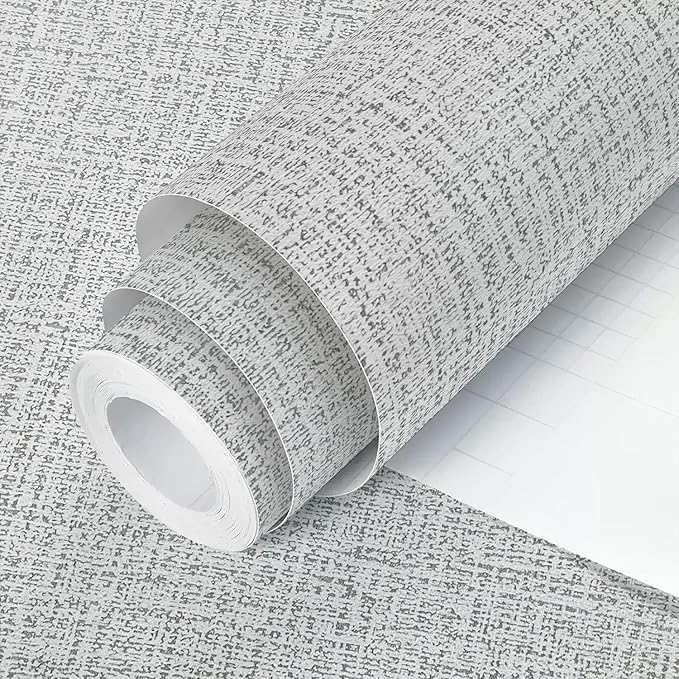 Grey Grasscloth Peel and Stick Wallpaper 17.7inchx118.1inch Textured Wallpaper by lenify