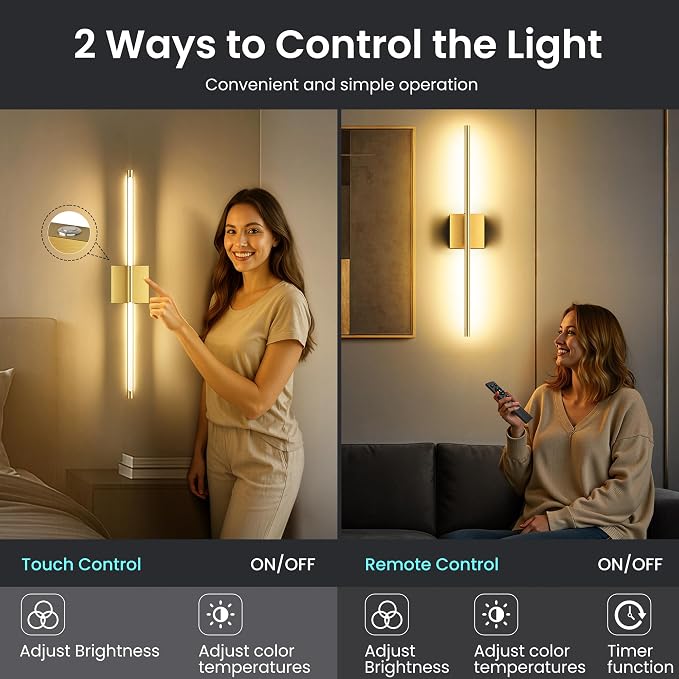 Battery Operated Wall Sconces Set of Two, 10000mAh Rechargeable Wall Lights - Image 6