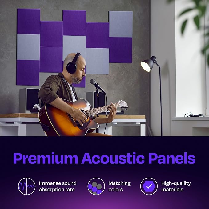 Acoustic Panels 12-Pack Soundproof Wall Panels 12"X12"X0.4" Sound Panels High - Image 2