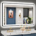 50x32 Black Framed LED Bathroom Mirror by Awandee