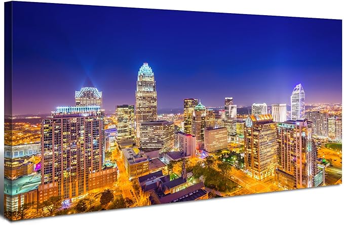 Charlotte Skyline Wall Art North Carolina City Wall Art Decor by HOME