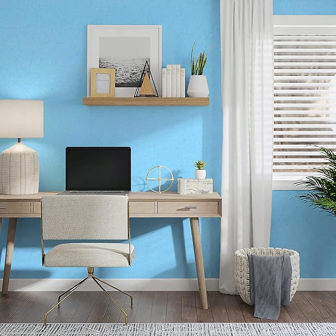 Cohoo Home Blue Peel and Stick Wallpaper Silk Solid Light Blue Contact Paper - Image 5