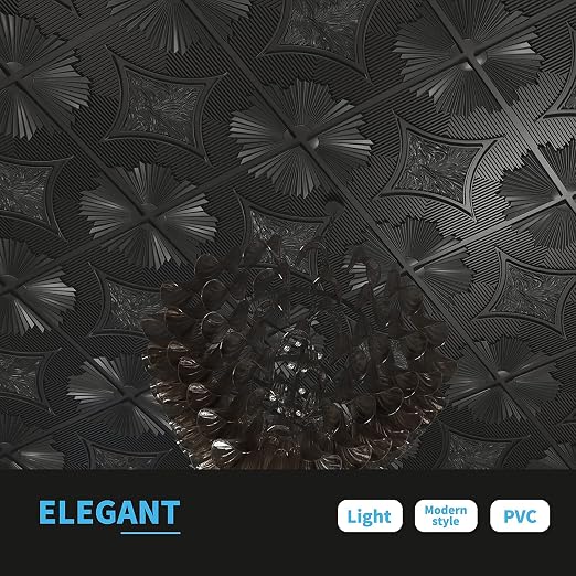 Art3d Drop Ceiling Tiles 24x24 in Black, 3D Wainscoting Panels Glue Up 2x2 - Image 5