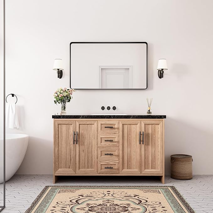 Keonjinn Black Vanity Mirror, 40 x 24 Inch Rounded Rectangle Matte Black - Image 2