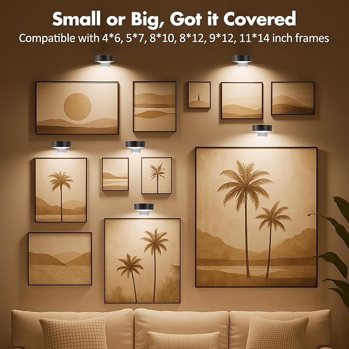3Pcs Picture Lights for Wall Battery Operated, Magnetic Led Painting Light - Image 6