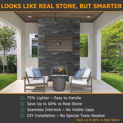 ROOMTEC 6-Packs Faux Stone Wall Covering Panels - Image 4