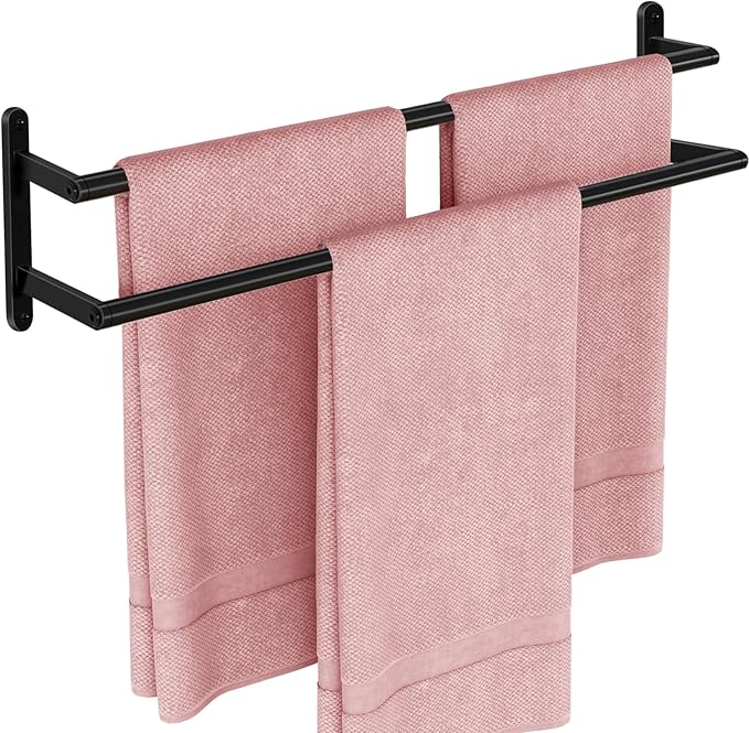 Double Towel Bar, 24Inch Towel Rack by JIAPAIDUO