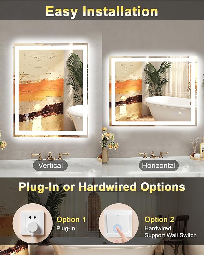 48x32 LED Bathroom Mirror with Lights, Super Bright Front & Backlit Vanity - Image 7