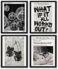 NaZaUK Retro Black And White Newspaper Poster What If It All Works Out Canvas by Unknown