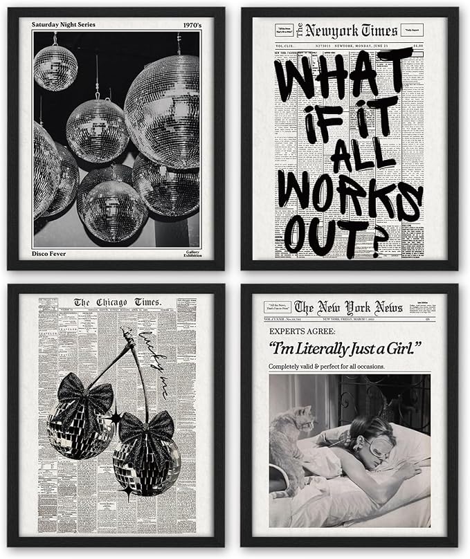 NaZaUK Retro Black And White Newspaper Poster What If It All Works Out Canvas by Unknown