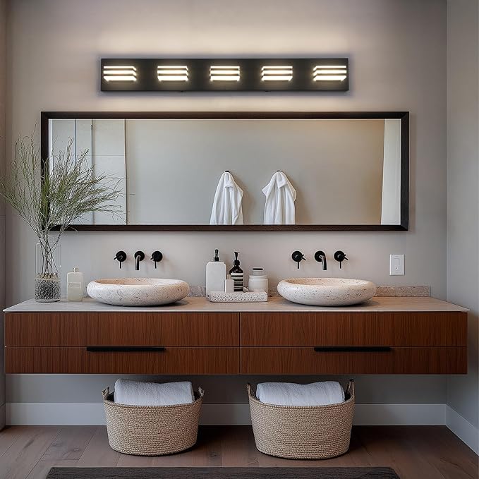 LED Wall Black Vanity Lights for Bathroom Light Fixtures 30W Adjust 3 Colors - Image 3