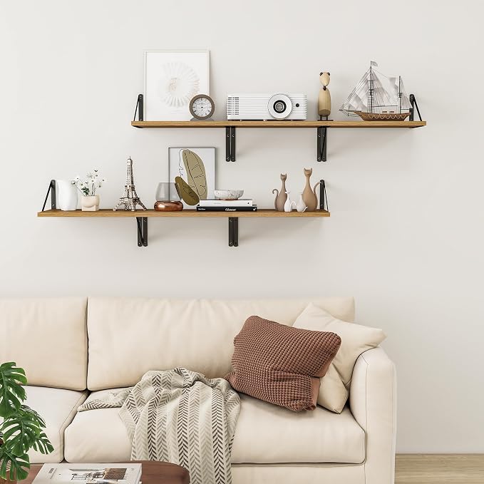 Heimlove Deep Floating Shelves for Wall, 12 Inch Deep Floating Shelves Set of 3 - Image 7