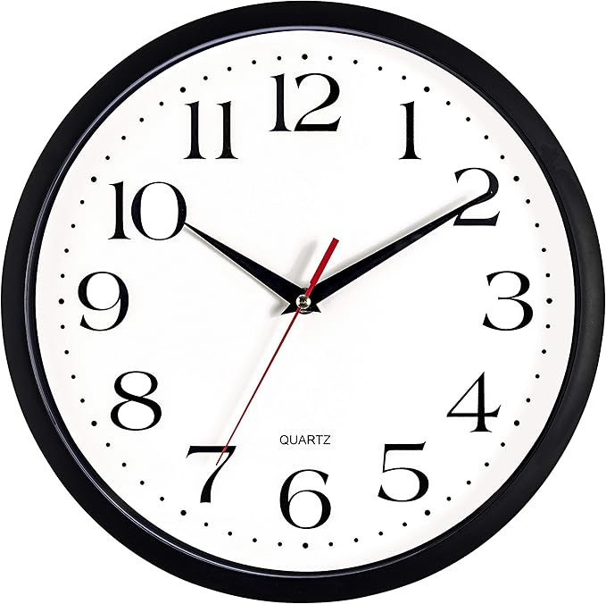 Bernhard Products Black Wall Clock Silent Non Ticking 12 Inch Quality Quartz by BernhardProducts