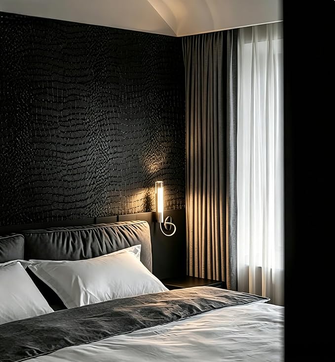 Peel and Stick Wallpaper Black Crocodile Wall Paper Modern Textured - Image 6