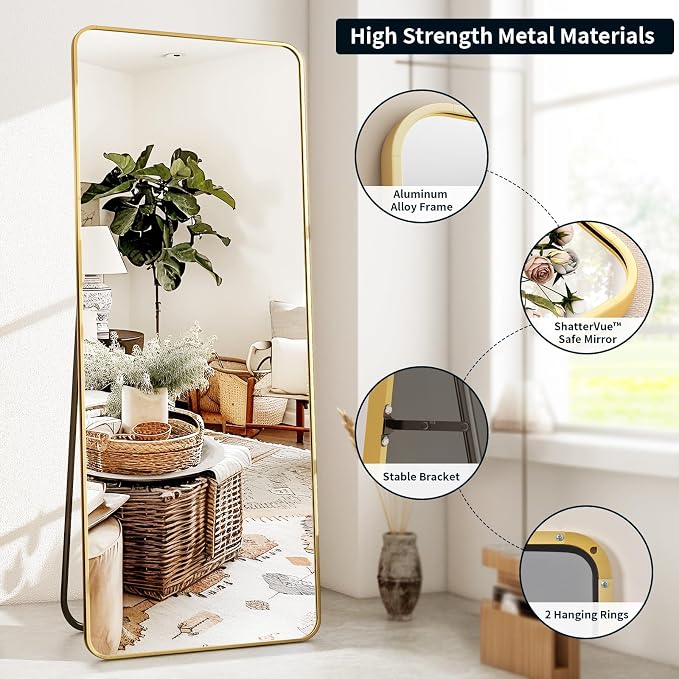 XRAMFY Full Length Mirror 23"x66", Large Floor Mirror - Image 4
