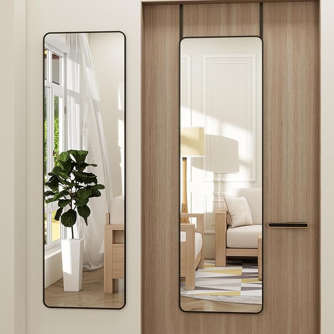 Full Length Door Mirror 14x48, Metal Frame by JAWGLOW
