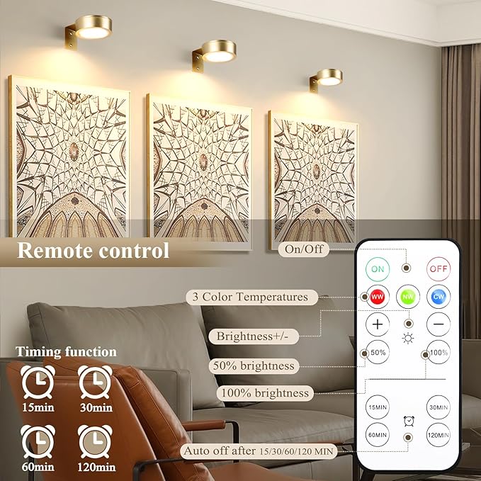 KELUOLY 4-Pack Picture Light Battery Operated Painting Lights - Image 6