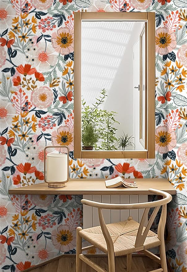 HAOKHOME Boho Peel and Stick Wallpaper Floral Wall Paper Removable - Image 4