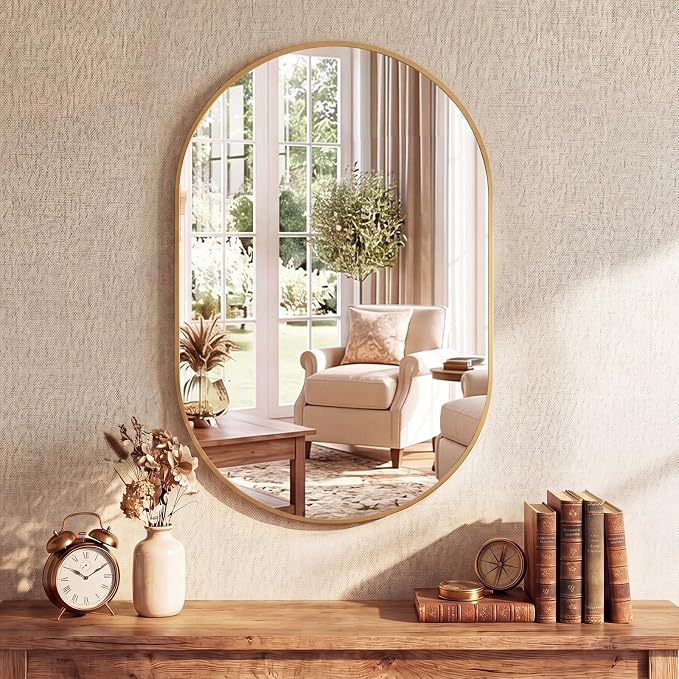 Sweetcrispy 24" x 36" Gold Bathroom Mirror - Image 2