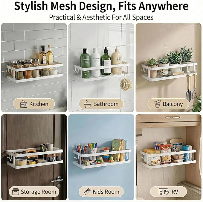 PUSDON 2-Pack Minimalist Shower Caddy Wall Mount, Open Frame Bathroom Shelf - Image 4