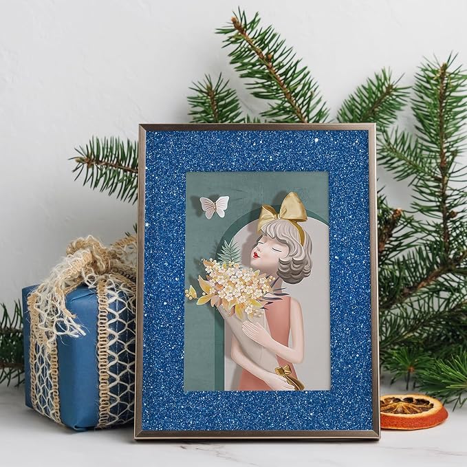 CRE8TIVE Blue Glitter Wallpaper Border Fabric Glitter Wallpaper Stick and Peel - Image 6