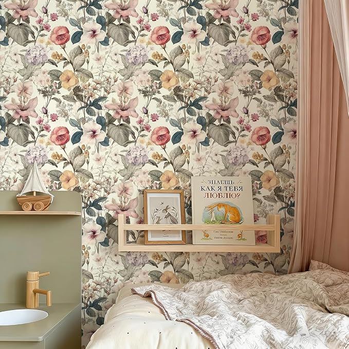 Jeweluck Floral Wallpaper Peel and Stick Vintage Floral Contact Paper Peel and - Image 5