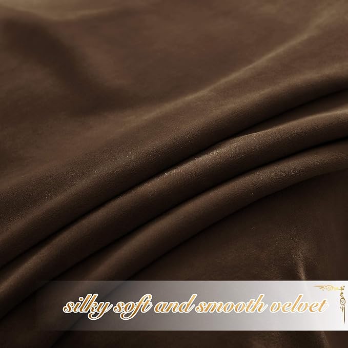 NICETOWN Brown Velvet Curtains, Thermal Insulated Sound Reducing Heavy Matt - Image 5
