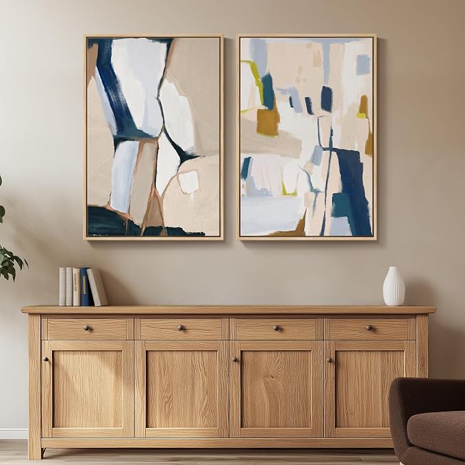 Large Framed Neutral Abstract Wall Art - Image 4