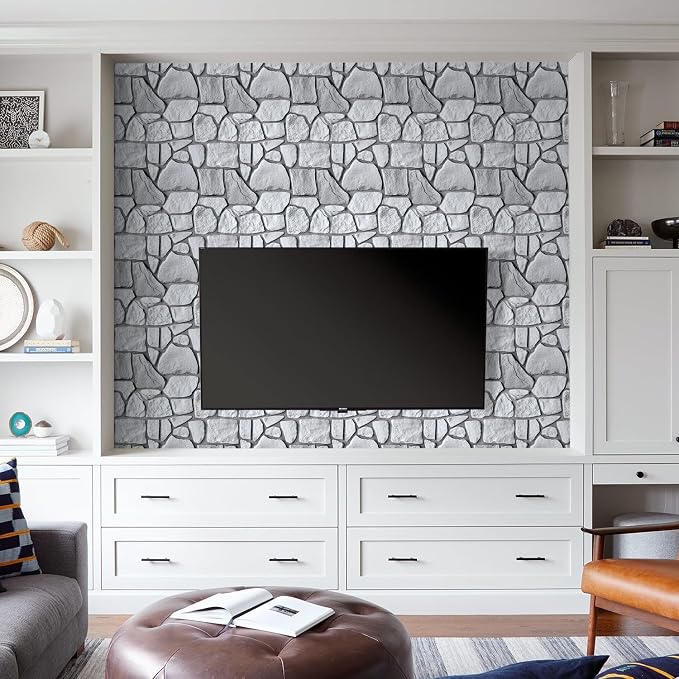 COMSTICKC 3D Faux Gray Stone Wall Sticker Peel and Stick Wall Panels, - Image 6