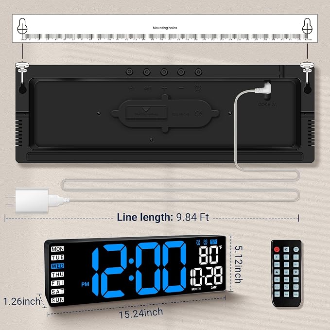16.5" Large Digital Wall Clock - Image 3