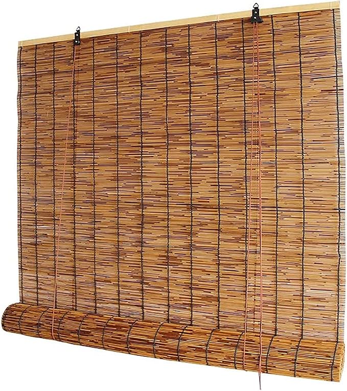 Outdoor Reed Roller Blinds, Retro Bamboo Roller Blinds, Anti-UV and Waterproof by Qicailife-US