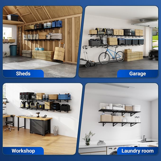 FLEXIMOUNTS 2-Pack 2x4ft 24-inch-by-48-inch Wall Shelf Garage Storage Rack Wall - Image 7