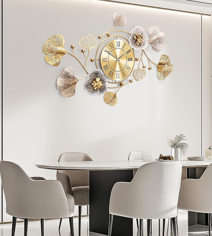 Clocks for Living Room, Large Wall Clock, 3D Silent Wall Clock, Retro Metal - Image 5