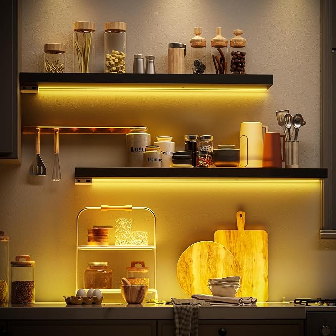 BAMEOS Floating Shelves with RGB LED, Hanging Wall Shelves - Image 6