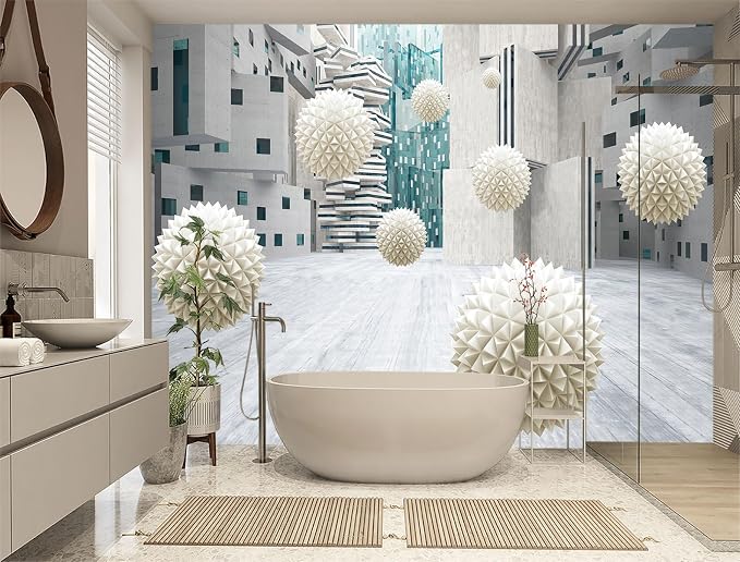 XMPMBM-3d planar Fabric Nursery Room Wallpaper Grey Abstraction Art Bathroom - Image 2