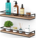 Meangood Floating Shelves Wall Mounted Set of 2, Rustic Wood Wall Storage by Meangood