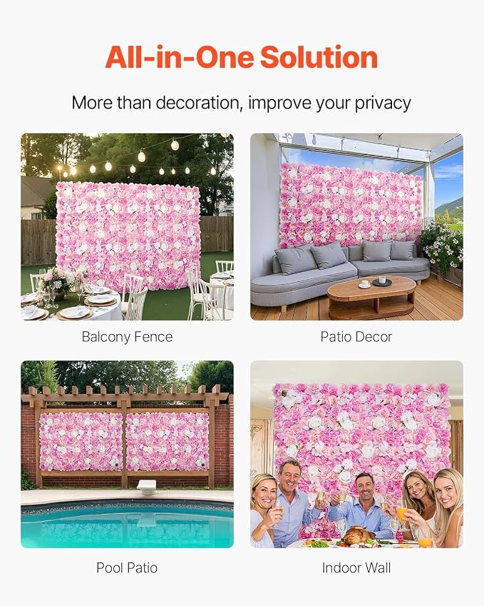 VEVOR 3D Flower Wall Panel, Artificial Floral Wall Background Mesh Backing Mat - Image 5