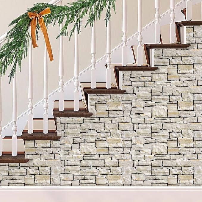 Commomy 12 pcs Faux Stone 3D Wall Panels Peel and Stick - Image 8