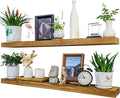 Rustic Floating Shelves 48 inch Long 8 inch deep Set of 2, Solid Wood Wall by xwne