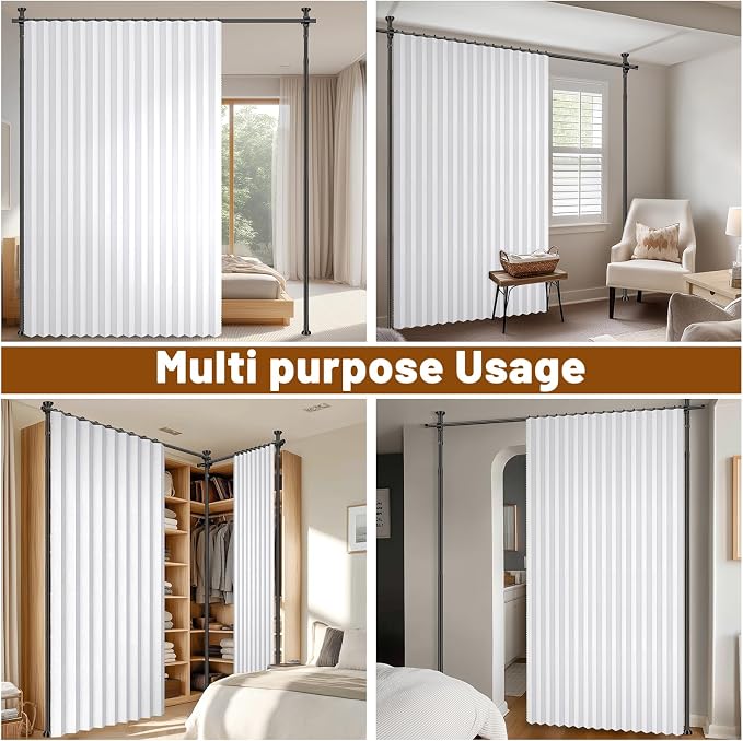 100% Blackout Room Divider Curtains Sets White W100 x L84 in 1 Panel No Drill - Image 5