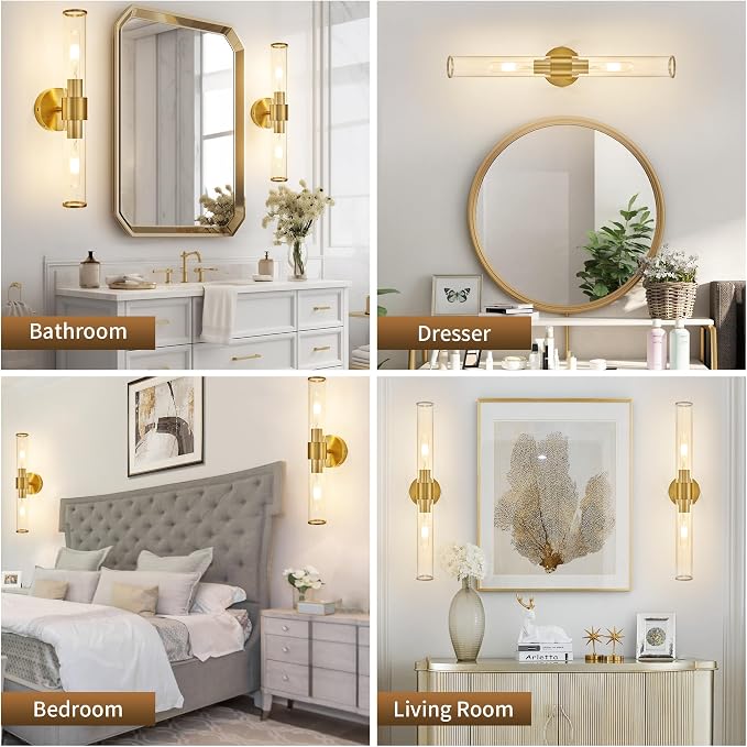 Morauroral Gold Battery Operated Wall Sconces Set of 2, Rechargeable Wall Lights - Image 5