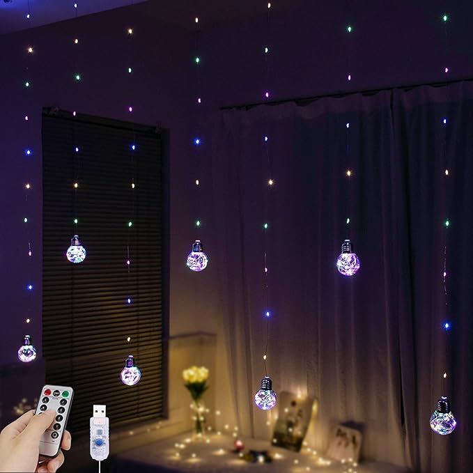 YOLIGHT Wishing Ball Curtain Lights 200 LED Window Curtain String Light by Yolight