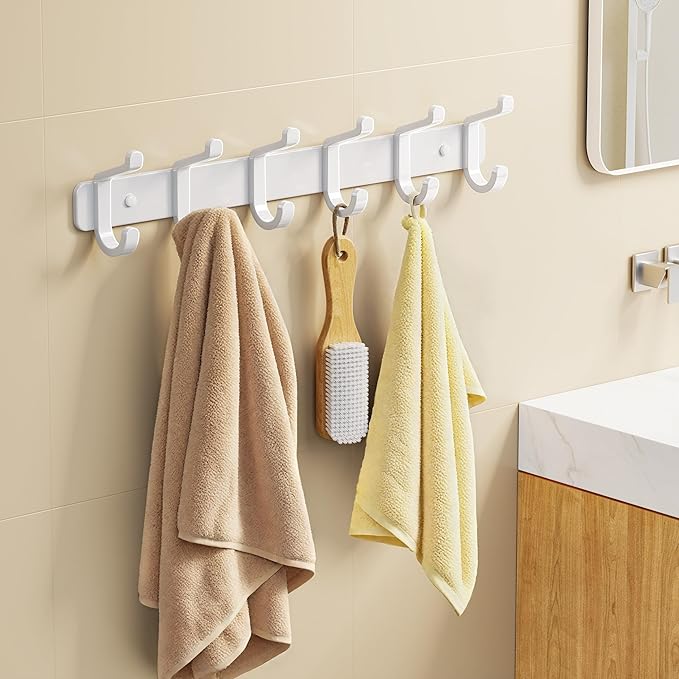 pickpiff Coat Rack Wall Mounted Heavy-Duty: Metal Coat Hanger 6 Hooks - Image 3