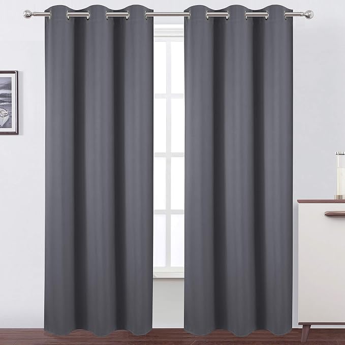 LEMOMO Grey Thermal Blackout Curtains/38 x 84 Inch/Set of 2 Panels Room by Lemomo