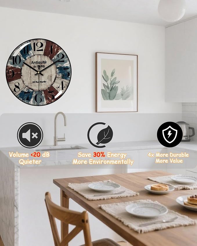 Decorative Wall Clocks Batterys Operated, Retro Wall Clock - Image 5
