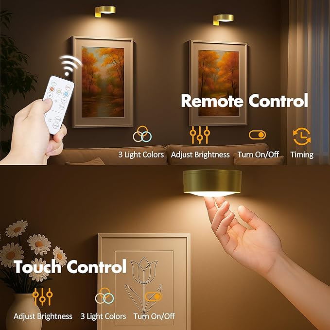 6Pcs Battery Operated Picture Light, Magnetic Led Painting Light - Image 5