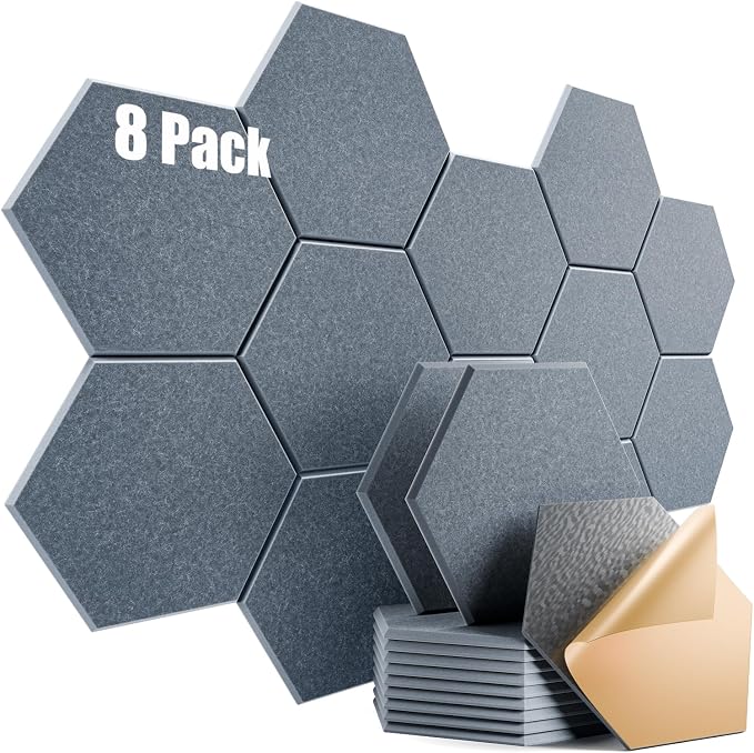 8 Pack Self-Adhesive Acoustic Panels 12" X 10" X 0.4" by Dailycooper